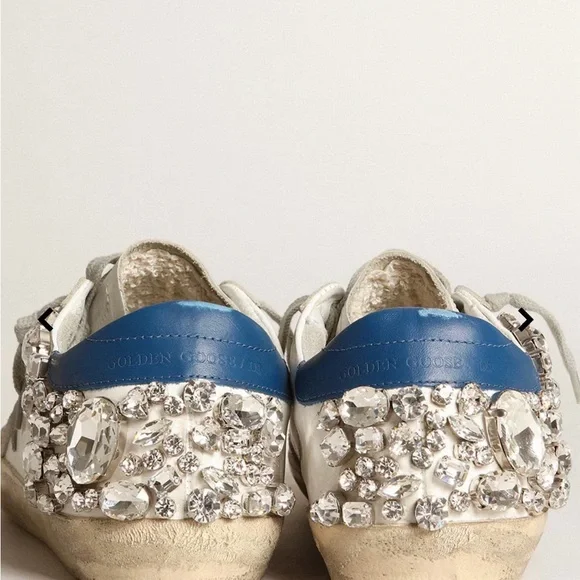 Golden Goose Women's White and Blue Crystal Sneakers - Picture 3 of 10